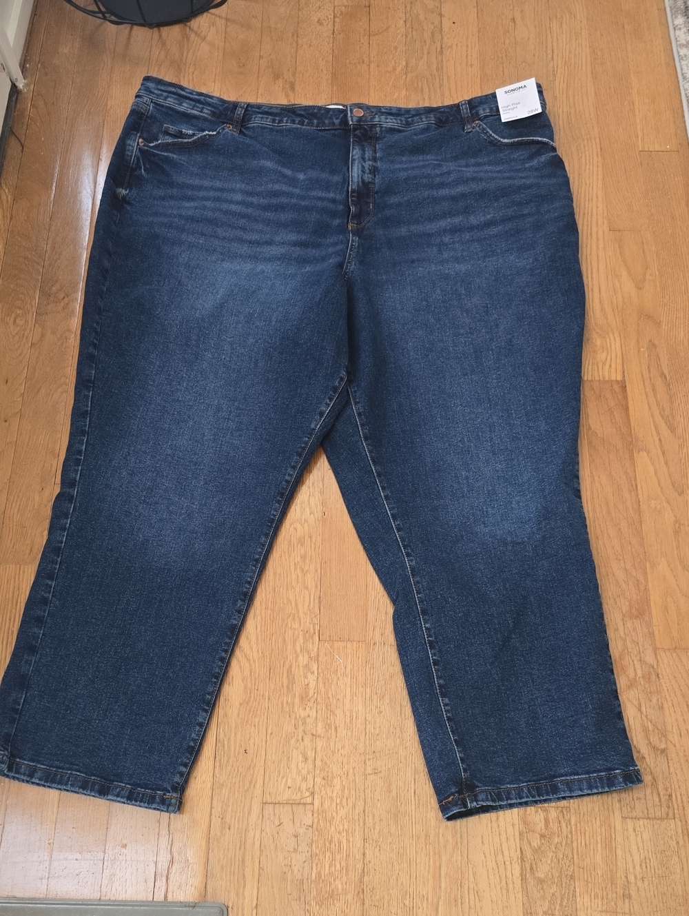 SONOMA BRAND WOMEN'S PLUS SIZE BLUE HIGH-RISE STRAIGHT STRETCH JEANS SIZE 28W
